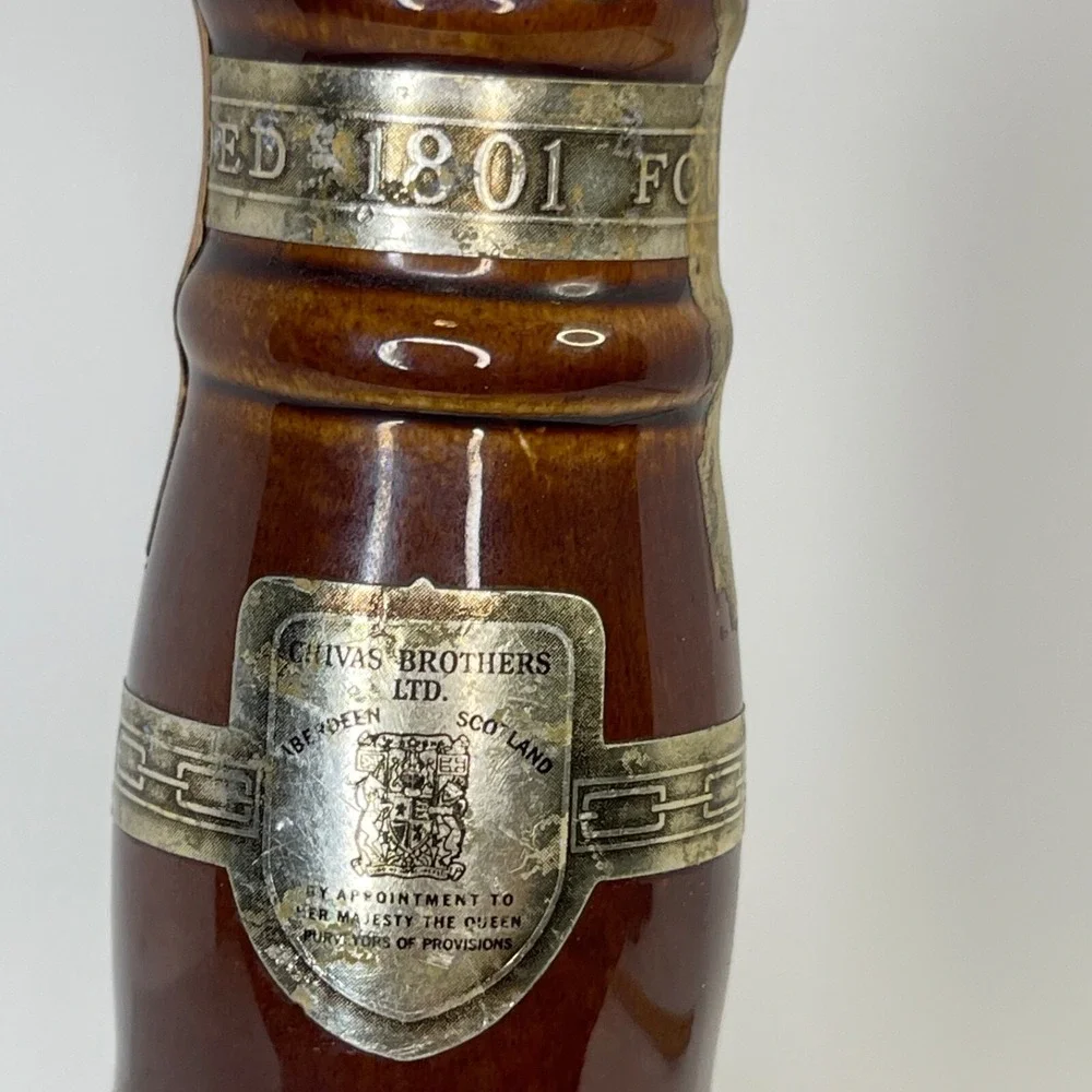 Empty Decanter Chivas Scotch Bottle 1801 Ceramic Cork Top Brown Ceramic Spode